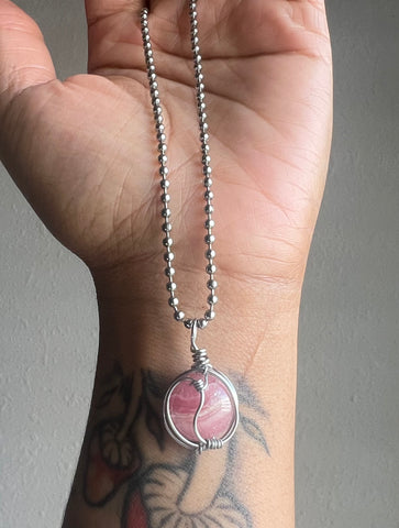 Rhodochrosite Ying Yang Charm