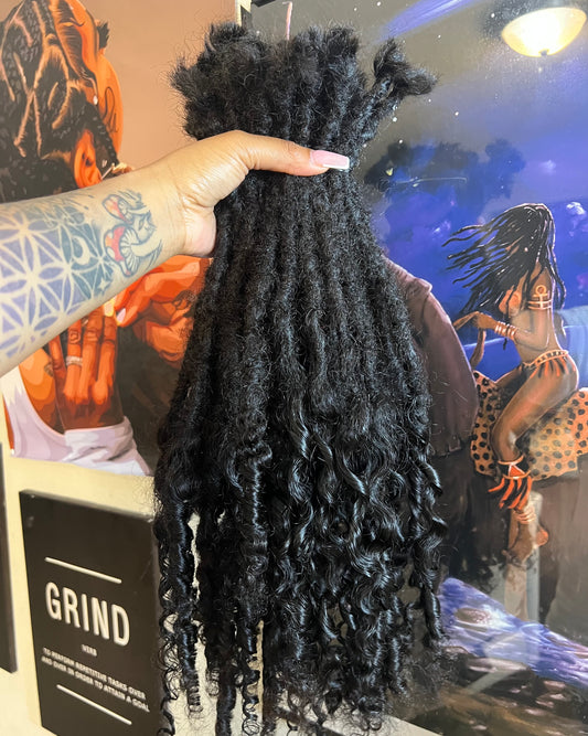 22 in Burmese Curl Loc Extensions 100% Human Hair